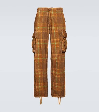 Checked corduroy cargo pants 