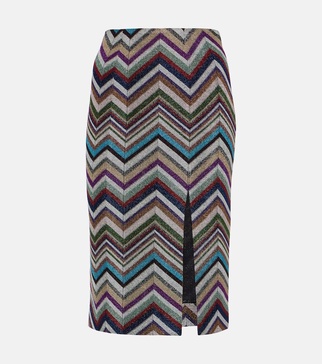 Zig Zag wool-blend pencil skirt