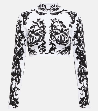 Calligraphy jacquard crop top