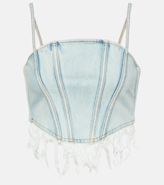 Distressed denim bustier