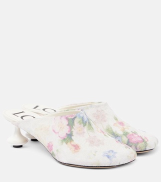 Toy floral brushed suede mules