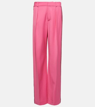 Embellished wool wide-leg pants