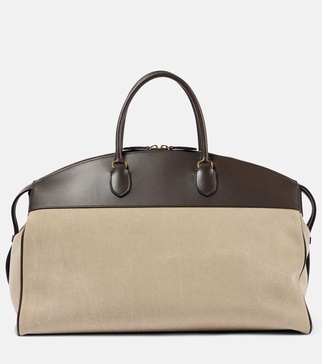 George XL leather-trimmed denim duffel bag