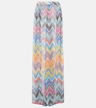 Lamé High-Rise Palazzo Pants chevron