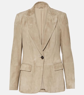 suede single-breasted blazer