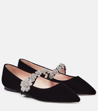 Babies embellished velvet ballet flats 