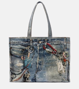 Trompe l'oeil denim tote bag