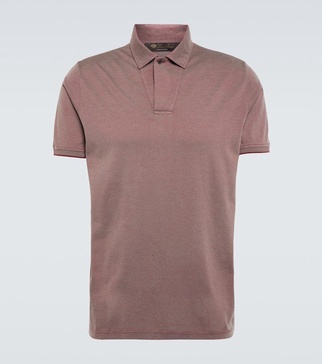 Cotton and silk piqué polo shirt