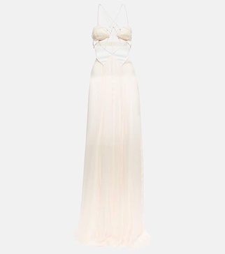 Bridal cutout silk chiffon gown