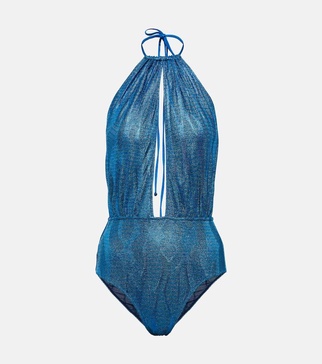 Jacquard halterneck swimsuit