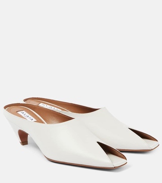 Spike 55 leather peep-toe mules