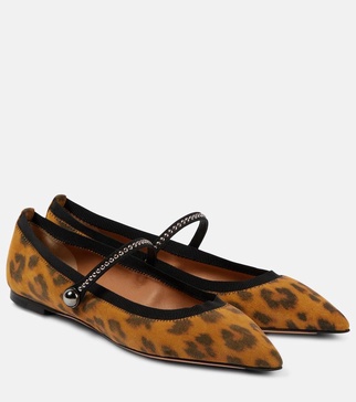 Romy leopard-print suede ballet flats