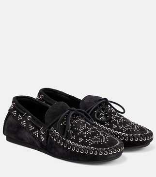 Freen embellished suede moccasins