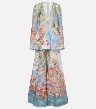 Illustration floral linen and silk gown