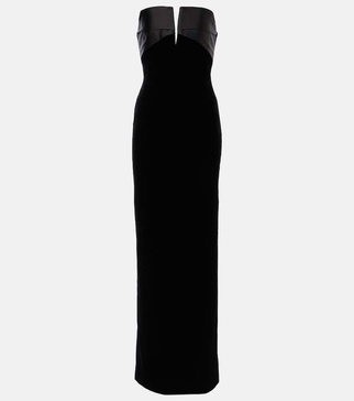 Strapless velvet gown