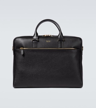 Grained leather briefcase