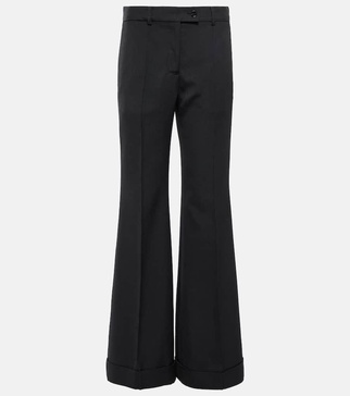 Wide-leg wool-blend pants