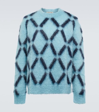 Intarsia mohair-blend sweater