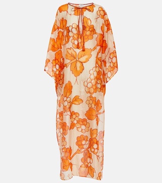 Printed silk kaftan