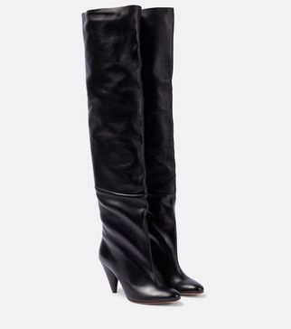 Cone leather over-the-knee boots