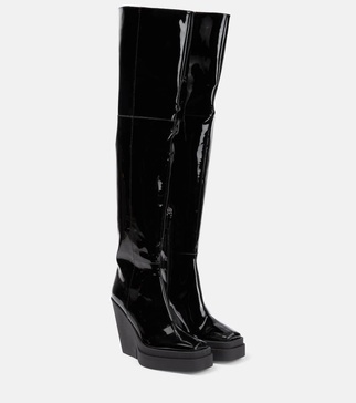 Gia 31 patent leather over-the-knee boots