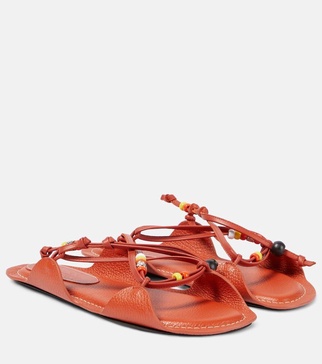 X No Vacancy Inn beaded leather sandals