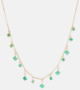 18kt gold necklace with diamonds and emeralds