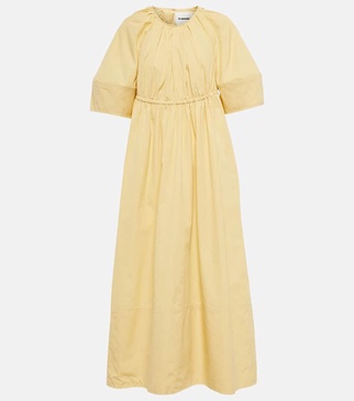 Gathered cotton midi dress