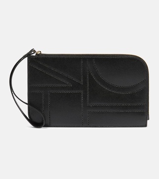 Monogram leather pouch