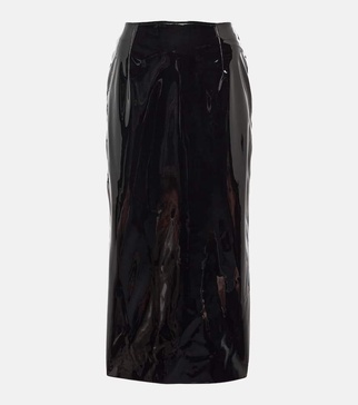 Vinyl midi skirt