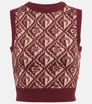 Jacquard wool-blend sweater vest