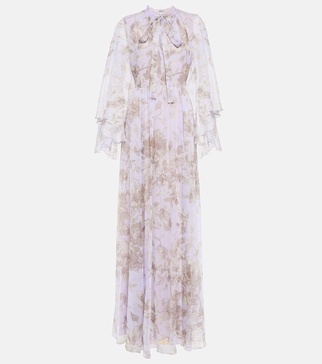 Chiara printed silk gown