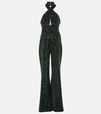 sequin-embellished halterneck jumpsuit