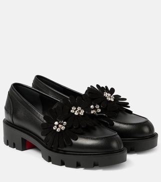 Flora Moc embellished leather loafers