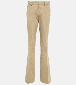 Cotton and wool-blend straight pants