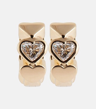 Heart Diamond 14kt gold hoop earrings