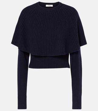 Caped wool and cashmere top