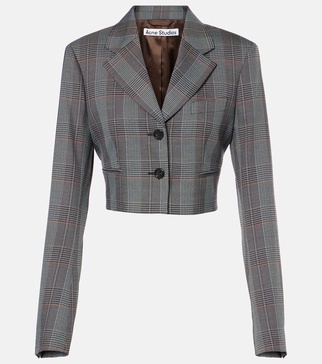 Jaza checked cropped wool-blend blazer 