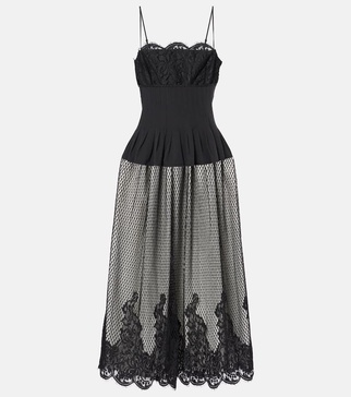 Katelyn cotton-blend lace midi dress