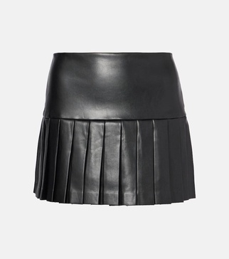 Pleated faux leather miniskirt