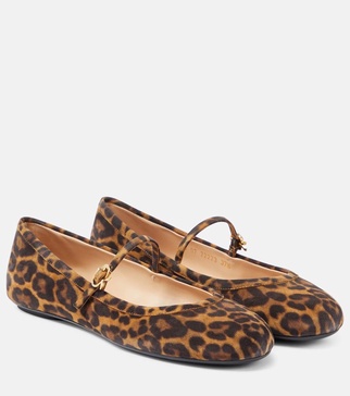 Carla leopard-print suede ballet flats