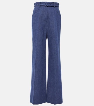 Norman cotton and linen wide-leg pants 