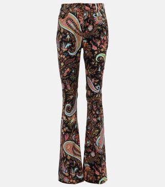 Paisley high-rise flared jeans