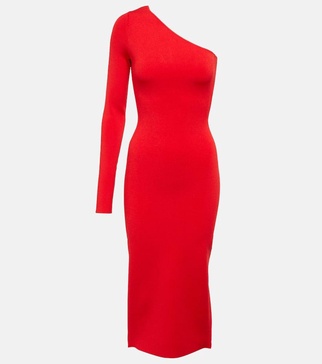 VB one-shoulder knit midi dress