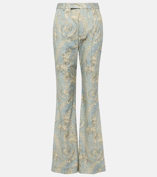 Ray printed high-rise cotton flared pants