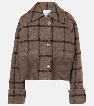 Oversized checked wool-blend jacket