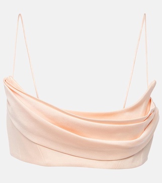 Draped satin bra top