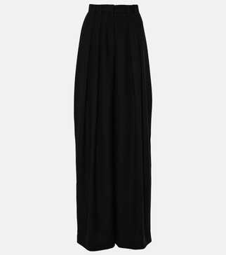 Pleated crêpe wide-leg pants