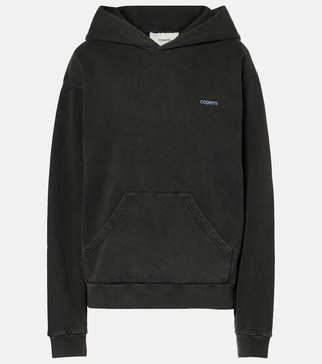 Horn cotton-blend jersey hoodie