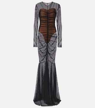 Shirred sheer gown